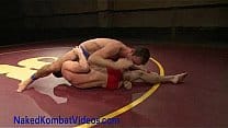 Oiled muscled men wrestling and fucking